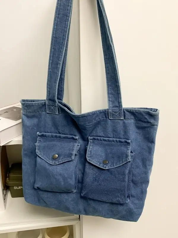 Blue Denim Canvas Shoulder Bag for Women 2024 - Image 3