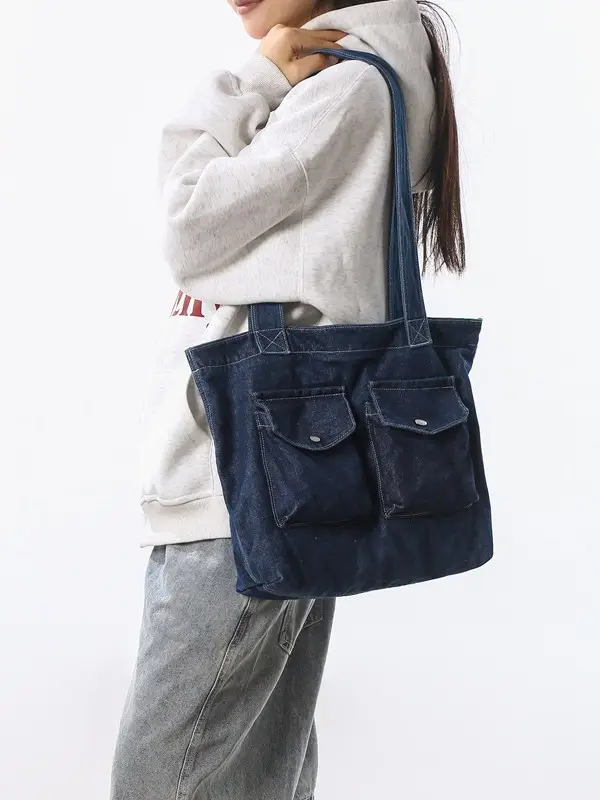 Blue Denim Canvas Shoulder Bag for Women 2024 - Image 6