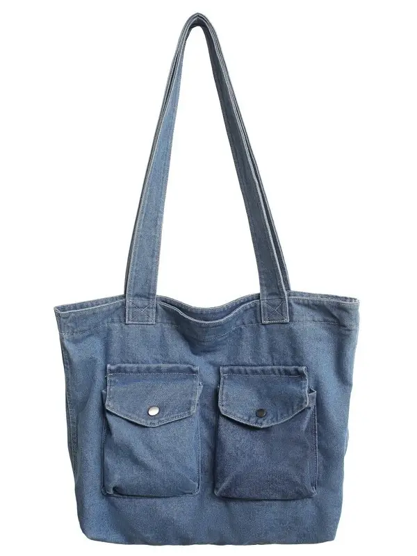 Blue Denim Canvas Shoulder Bag for Women 2024 - Image 7