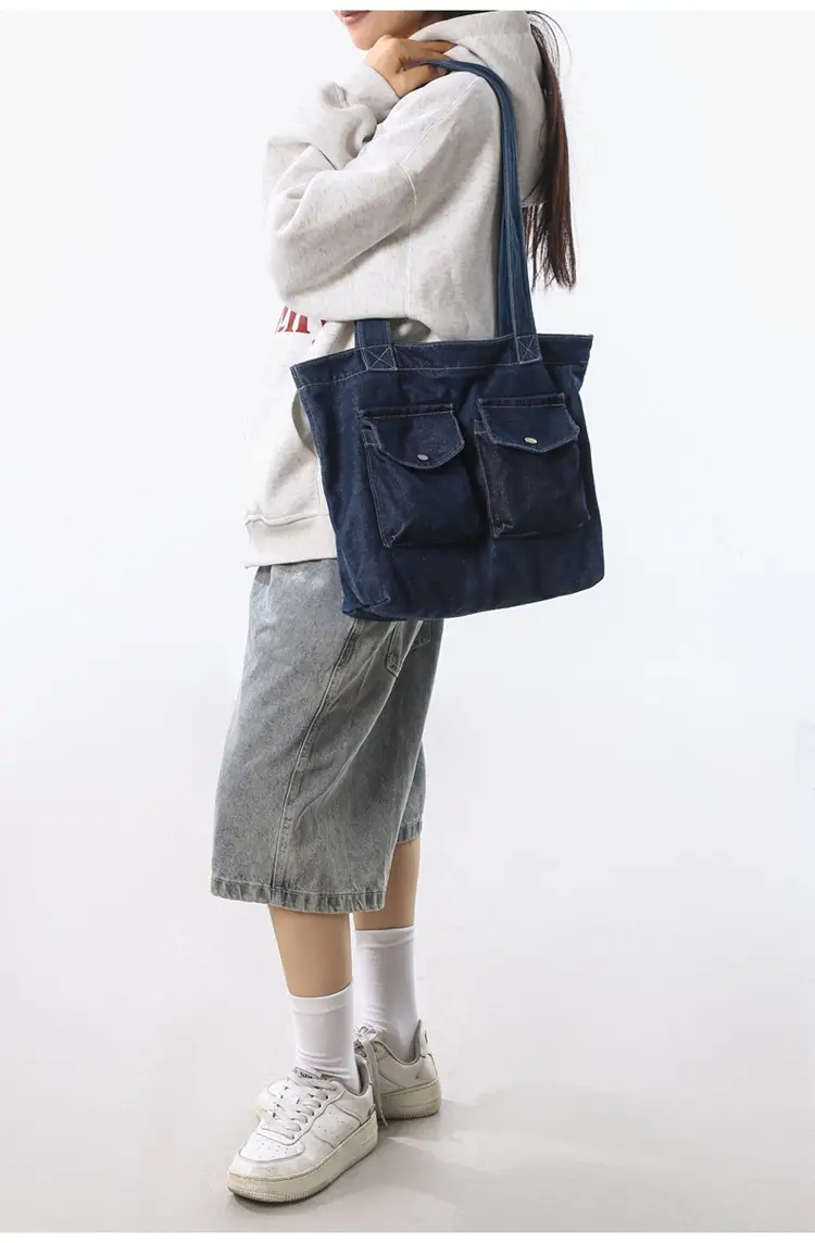 Blue Denim Canvas Shoulder Bag for Women 2024 â feature 10