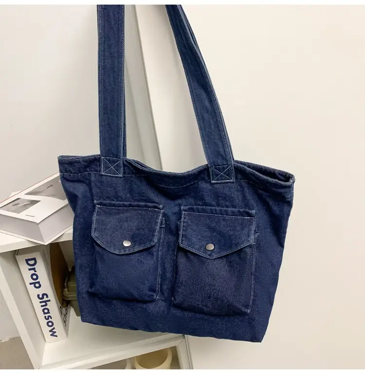 Blue Denim Canvas Shoulder Bag for Women 2024 â feature 11