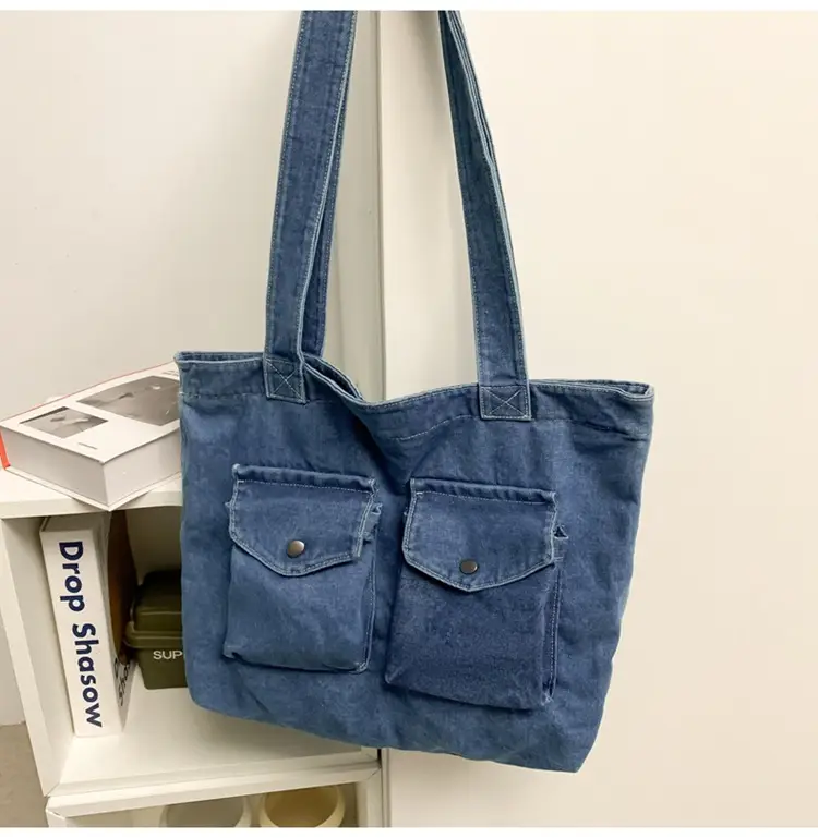 Blue Denim Canvas Shoulder Bag for Women 2024 â feature 12