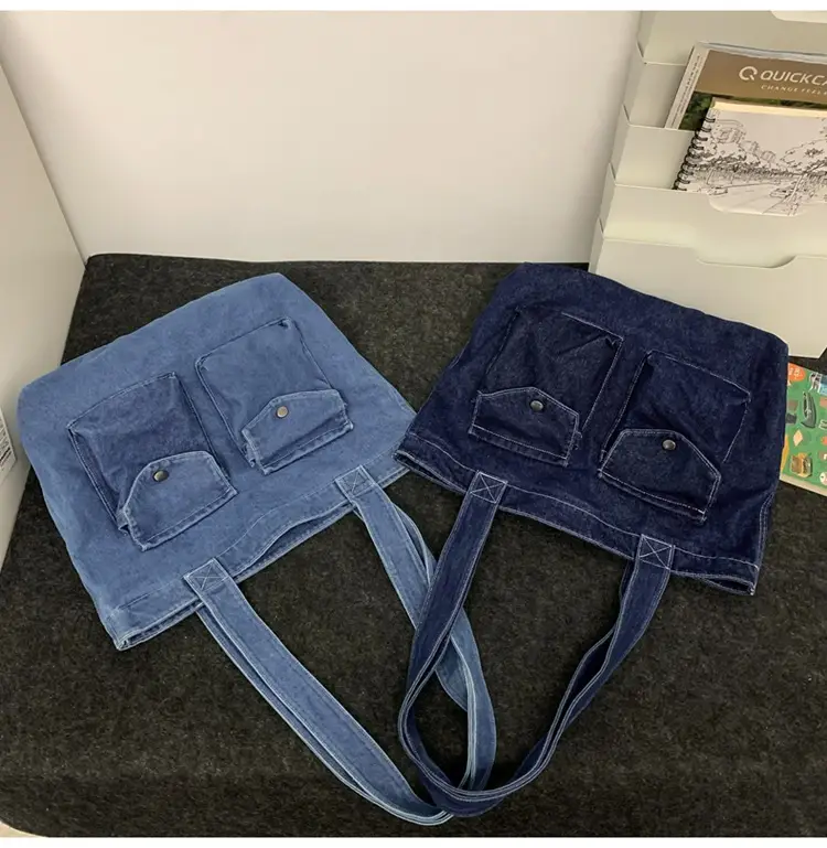 Blue Denim Canvas Shoulder Bag for Women 2024 â feature 17