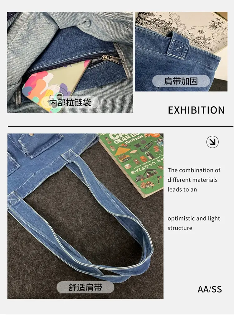 Blue Denim Canvas Shoulder Bag for Women 2024 â feature 3