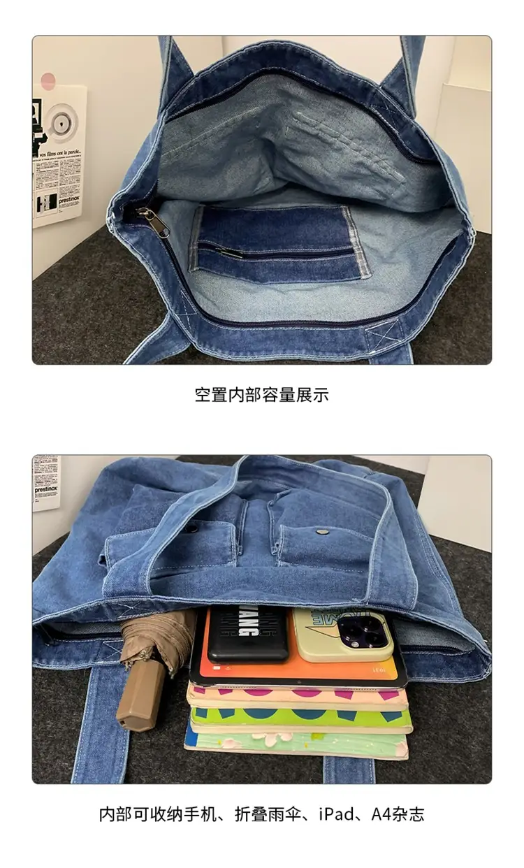 Blue Denim Canvas Shoulder Bag for Women 2024 â feature 4