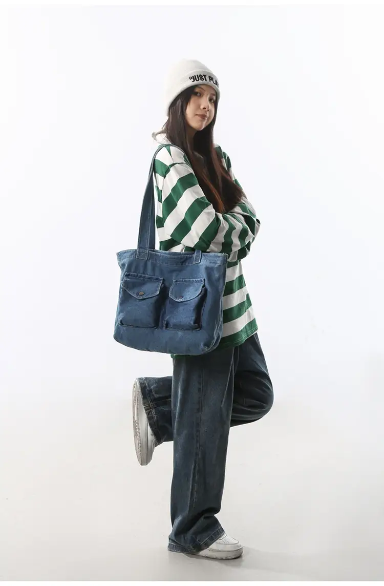 Blue Denim Canvas Shoulder Bag for Women 2024 â feature 5