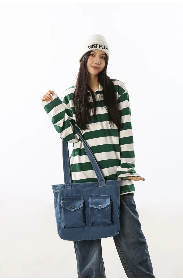 Blue Denim Canvas Shoulder Bag for Women 2024 â feature 6