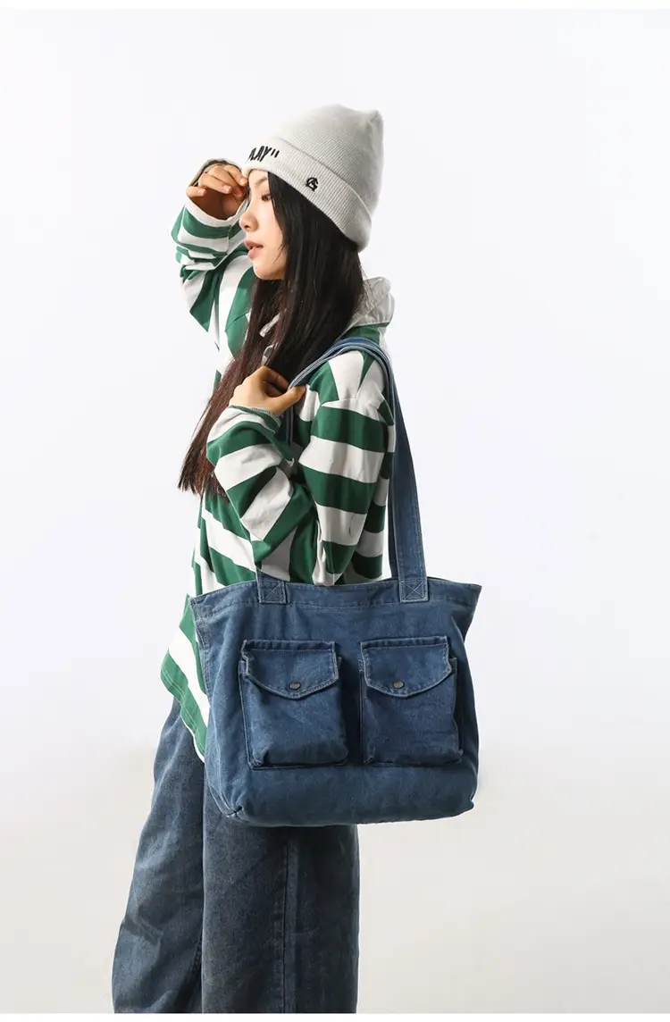 Blue Denim Canvas Shoulder Bag for Women 2024 â feature 7