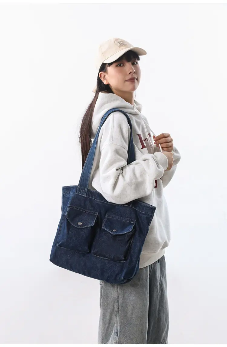 Blue Denim Canvas Shoulder Bag for Women 2024 â feature 8
