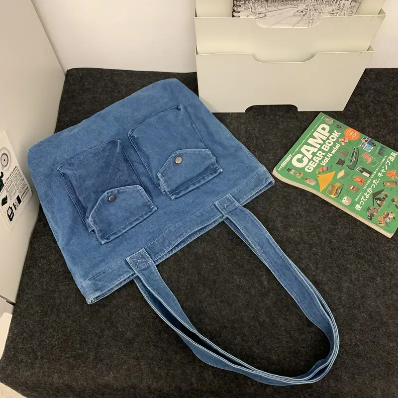 Blue Denim Canvas Shoulder Bag for Women 2024 - Image 2