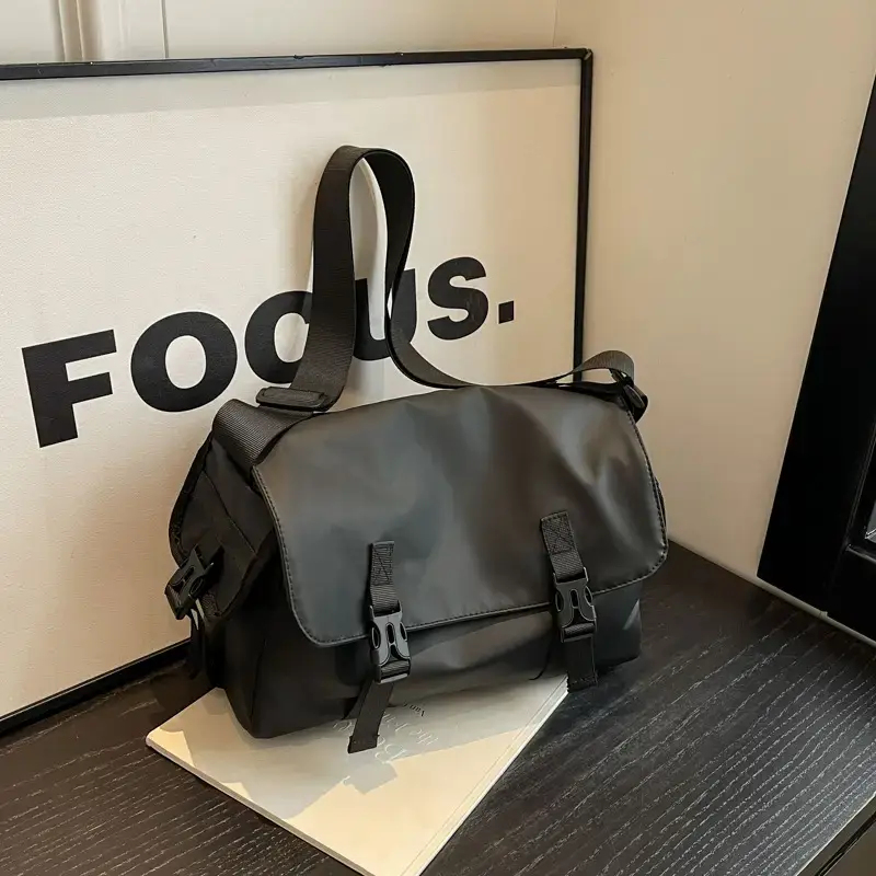 Black Cool Tooling Messenger Bag for Men Women