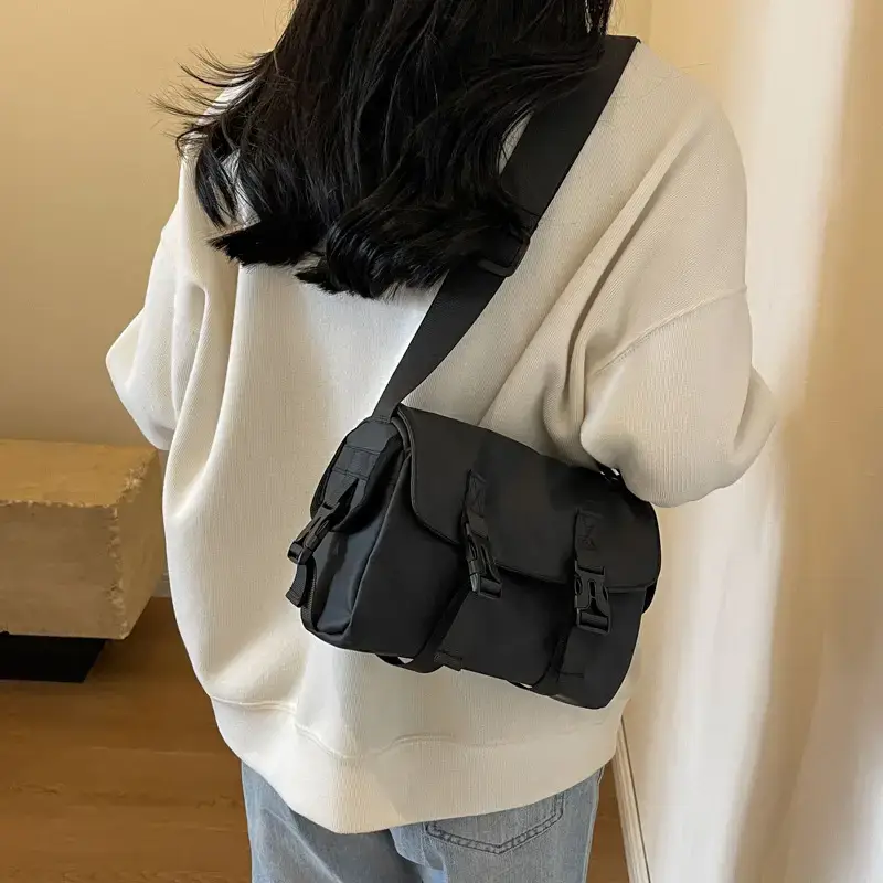 Black Cool Tooling Messenger Bag for Men Women
