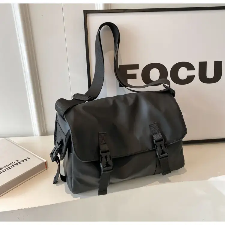 Black Cool Tooling Messenger Bag for Men Women — feature 14