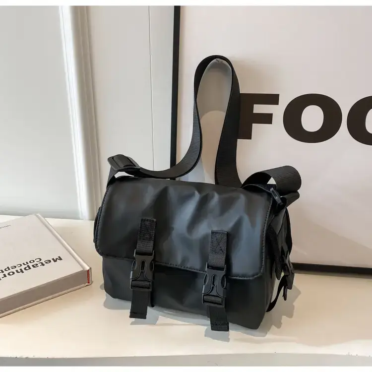 Black Cool Tooling Messenger Bag for Men Women — feature 15