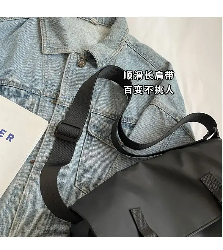 Black Cool Tooling Messenger Bag for Men Women — feature 2