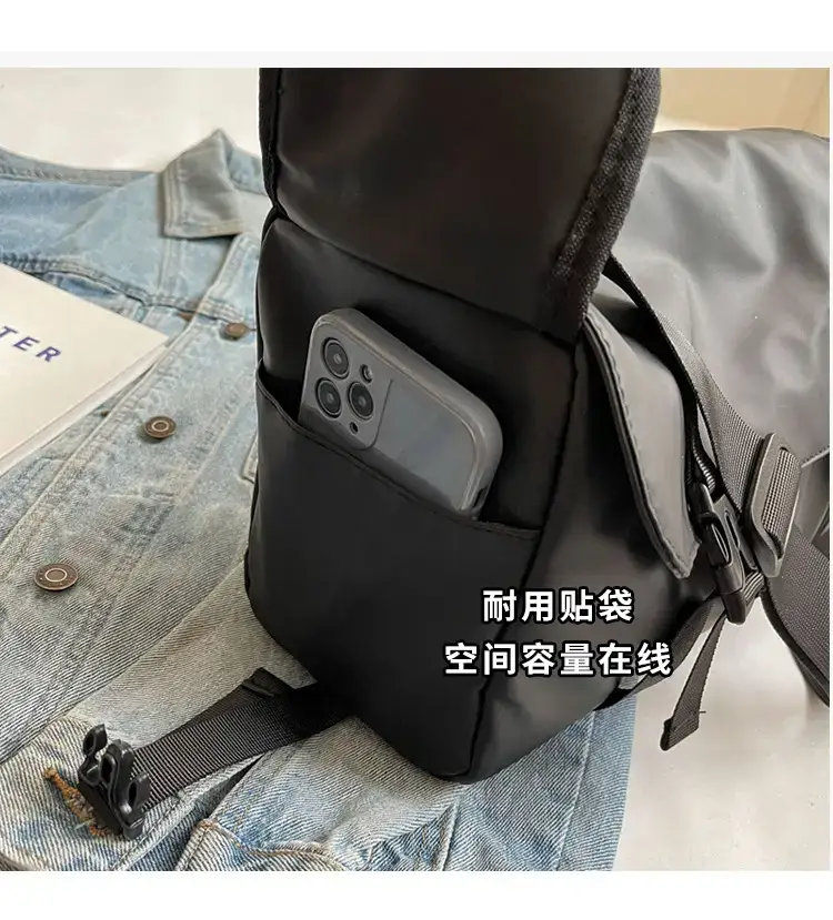 Black Cool Tooling Messenger Bag for Men Women — feature 5