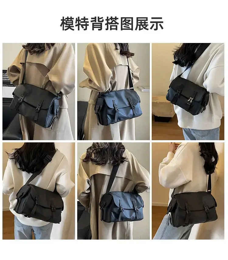 Black Cool Tooling Messenger Bag for Men Women — feature 7