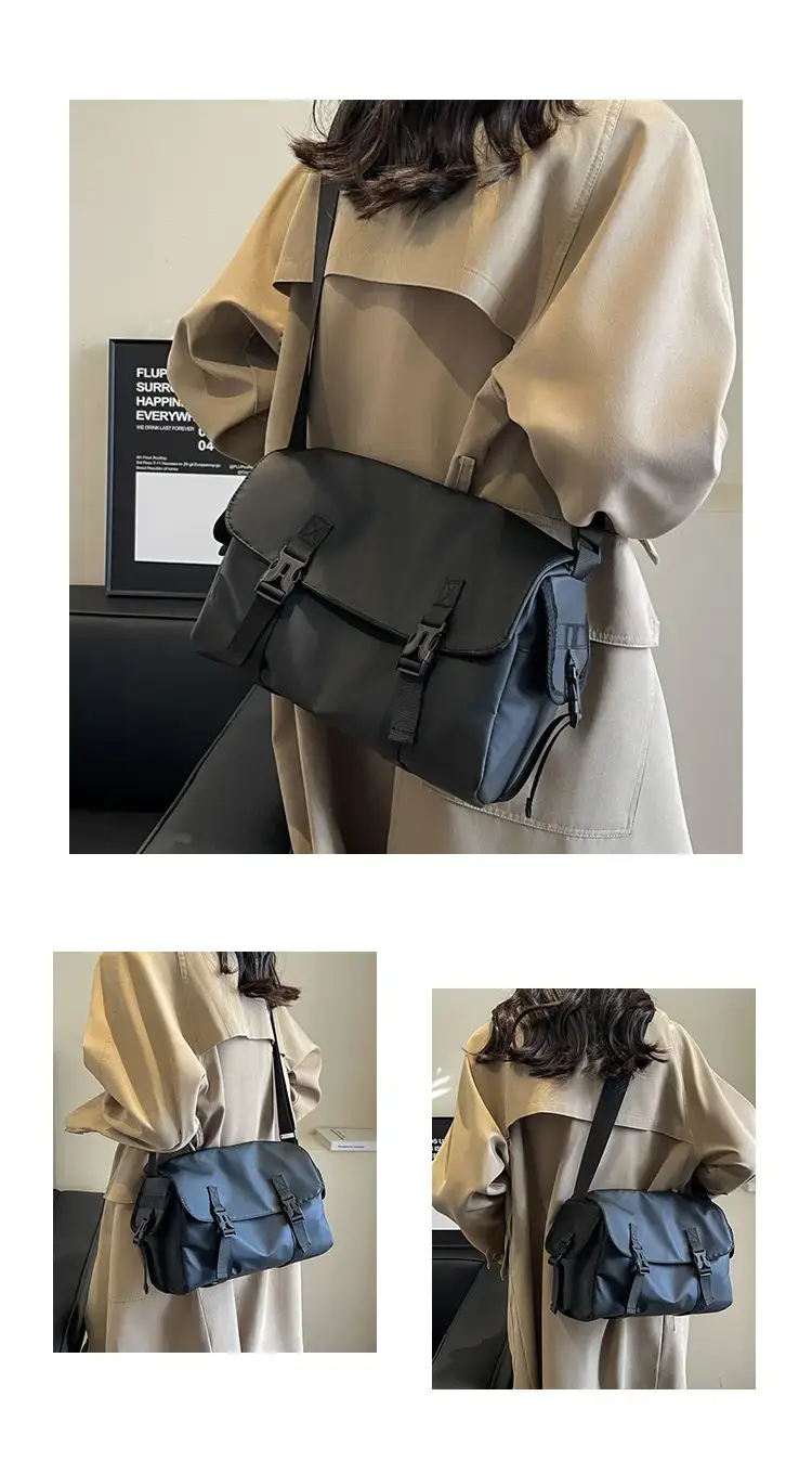 Black Cool Tooling Messenger Bag for Men Women — feature 8