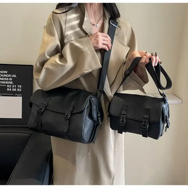 Black Cool Tooling Messenger Bag for Men Women — feature 9
