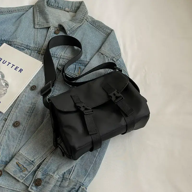 Black Cool Tooling Messenger Bag for Men Women