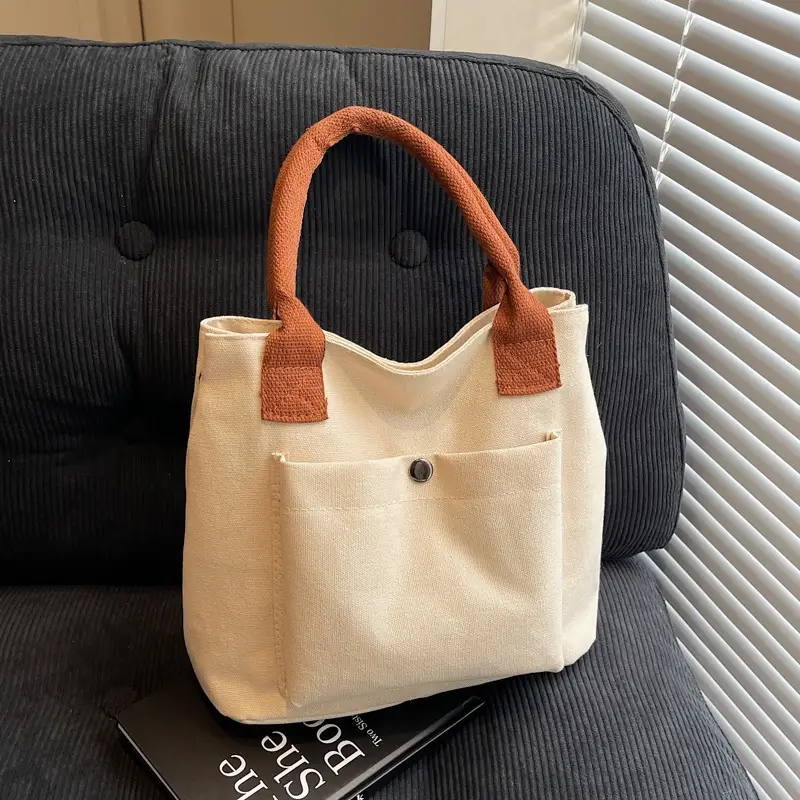 Women's Blue Canvas Shoulder Bag Large Winter 2024 - Image 6