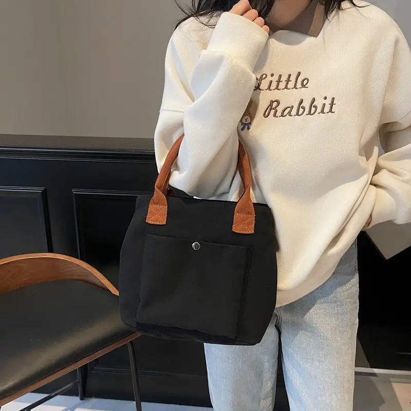 Women's Blue Canvas Shoulder Bag Large Winter 2024 - Image 7