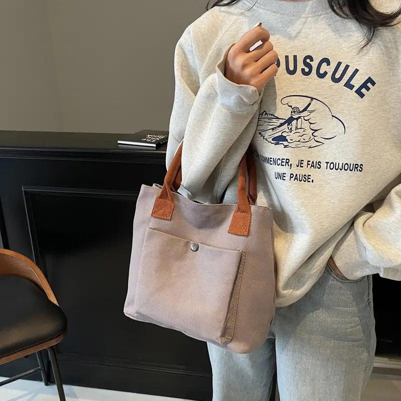 Women's Blue Canvas Shoulder Bag Large Winter 2024 - Image 9