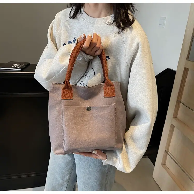 Women's Blue Canvas Shoulder Bag Large Winter 2024 — feature 10