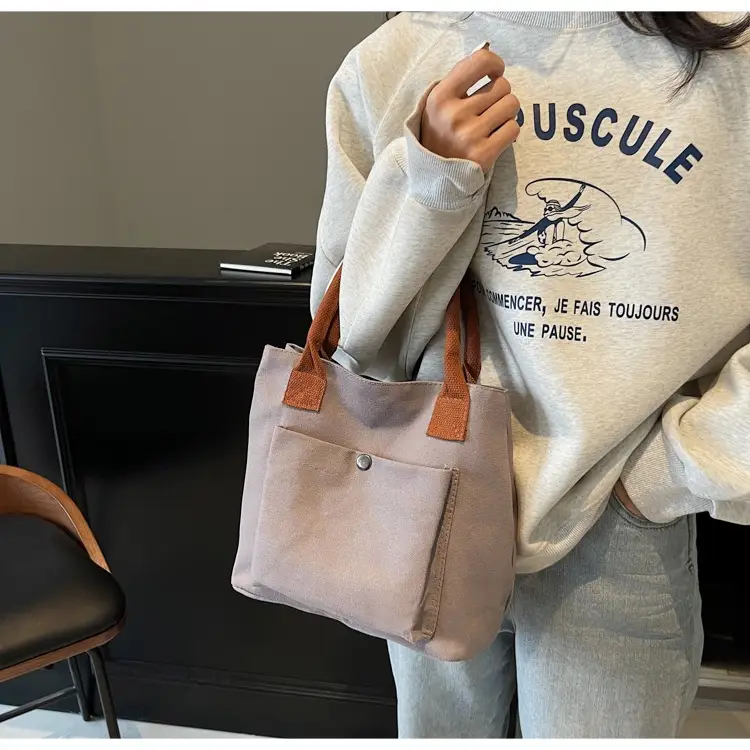 Women's Blue Canvas Shoulder Bag Large Winter 2024 — feature 11