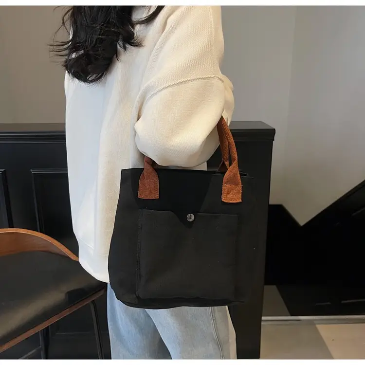 Women's Blue Canvas Shoulder Bag Large Winter 2024 — feature 15