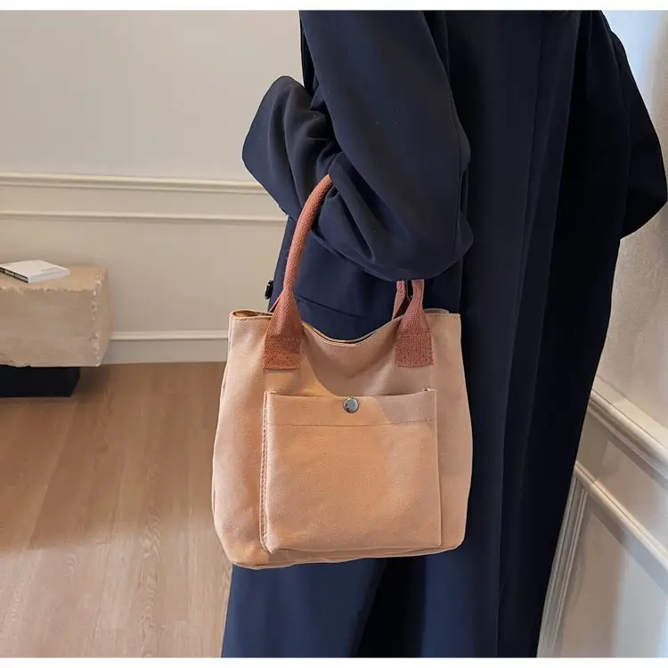Women's Blue Canvas Shoulder Bag Large Winter 2024 — feature 18