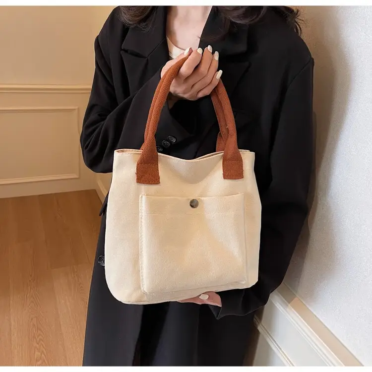 Women's Blue Canvas Shoulder Bag Large Winter 2024 — feature 23