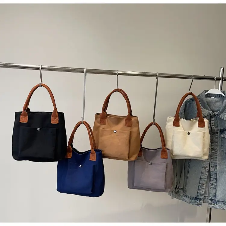 Women's Blue Canvas Shoulder Bag Large Winter 2024 — feature 29
