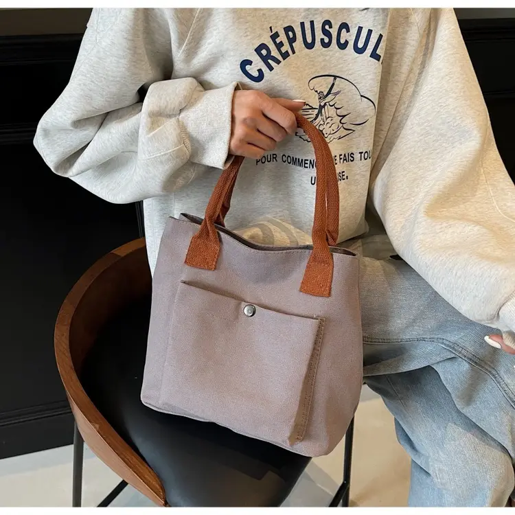 Women's Blue Canvas Shoulder Bag Large Winter 2024 — feature 9