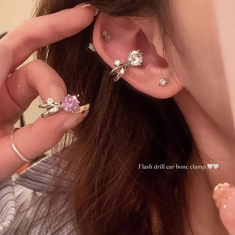 White Zircon Pearl Ear Clip Women's Earrings - Image 10
