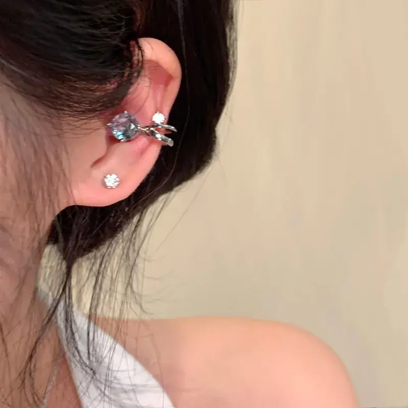 White Zircon Pearl Ear Clip Women's Earrings - Image 4