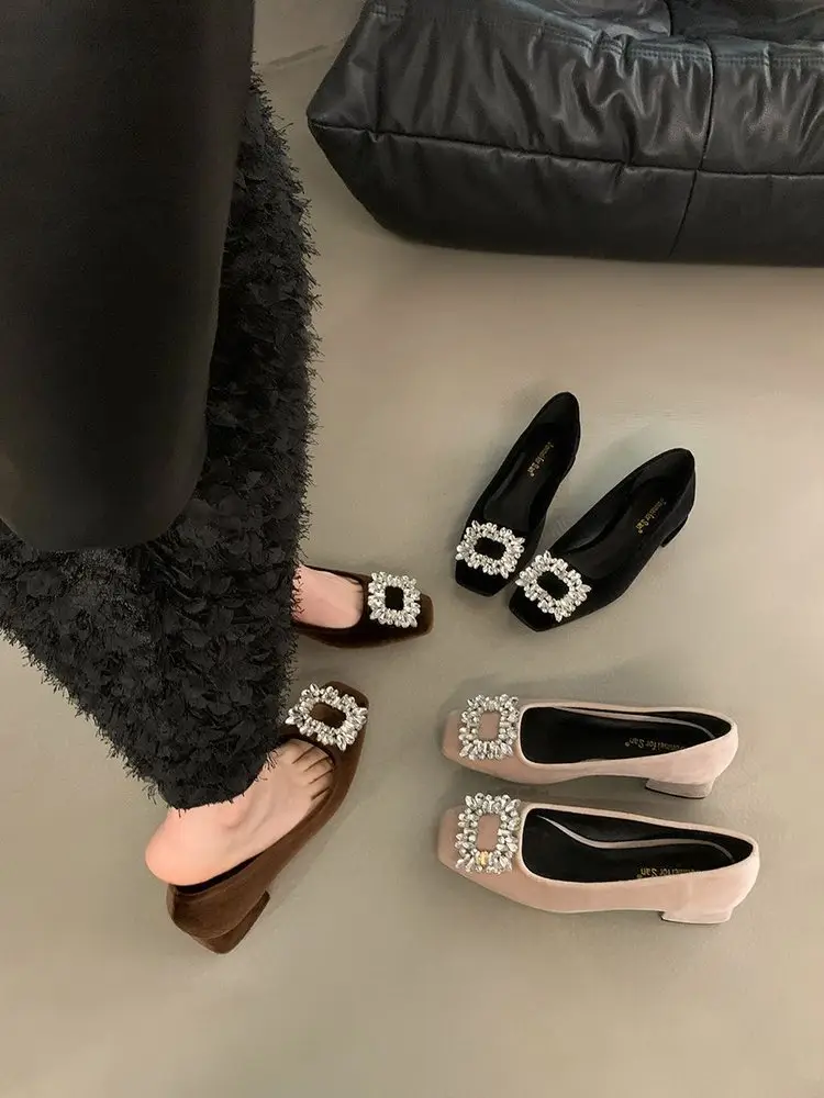 Black Rhinestone Square Toe Flats for Women 2025 — feature 5
