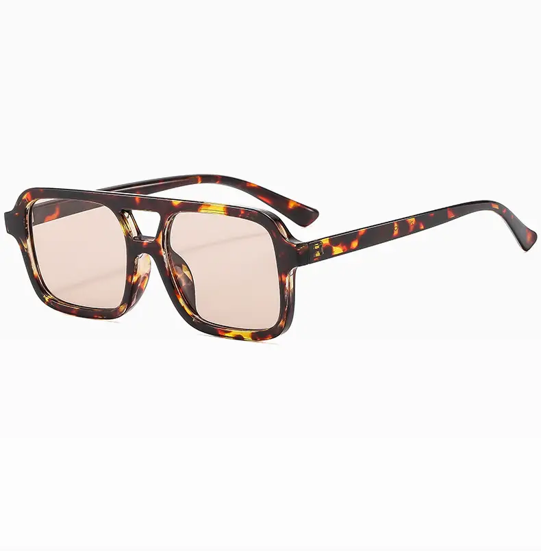 Men Black Aviator Sunglasses Double Beam Box Leopard Print β feature 18