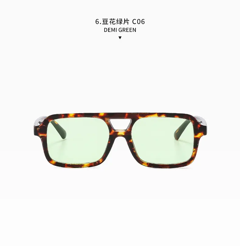 Men Black Aviator Sunglasses Double Beam Box Leopard Print β feature 21