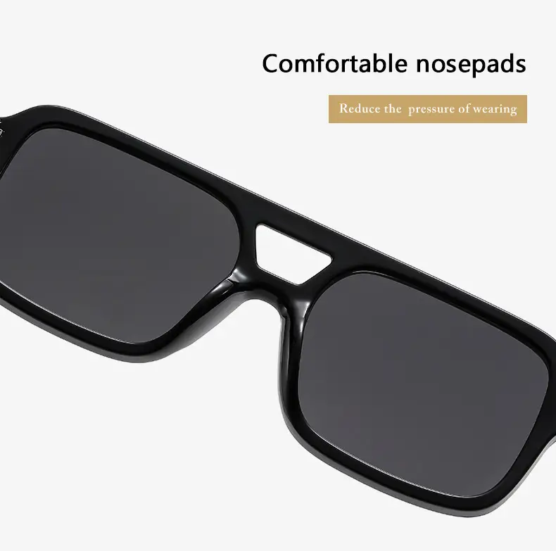Men Black Aviator Sunglasses Double Beam Box Leopard Print β feature 7