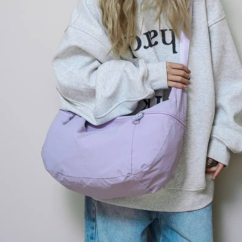 Lilac Nylon Messenger Bag 2024 with 2 Pcs