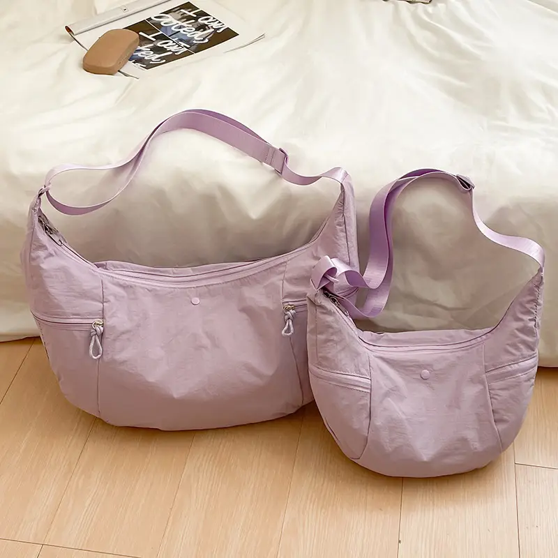 Lilac Nylon Messenger Bag 2024 with 2 Pcs