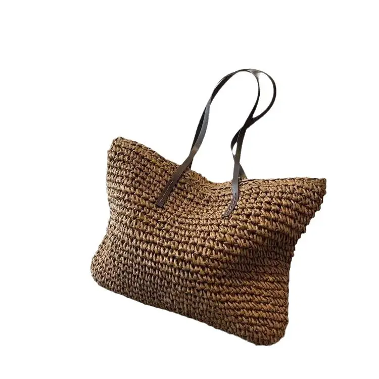 Women's Large Capacity Crochet Straw Tote Bag