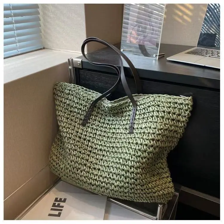 Women's Large Capacity Crochet Straw Tote Bag — feature 7