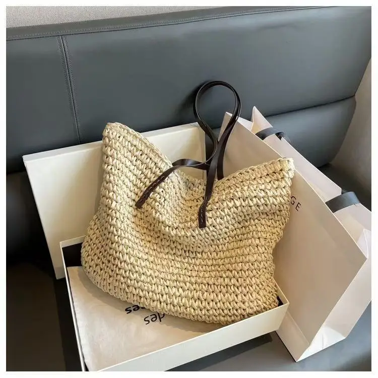 Women's Large Capacity Crochet Straw Tote Bag — feature 8