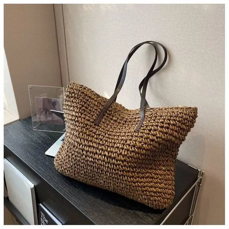 Women's Large Capacity Crochet Straw Tote Bag — feature 9