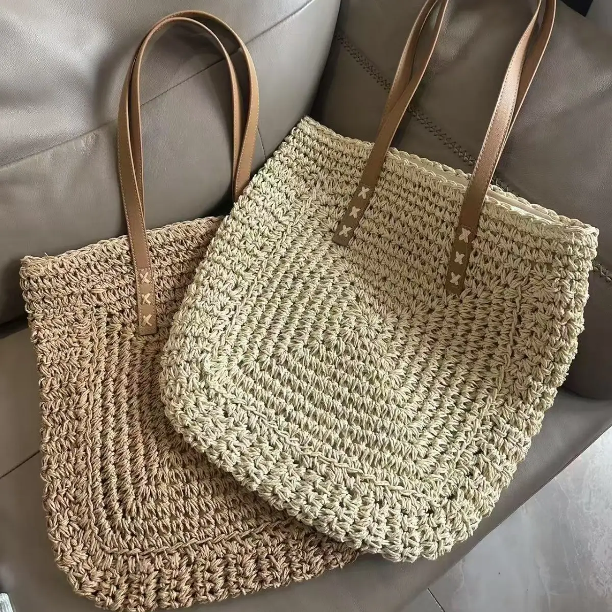 Hand-Woven Straw Bag for Women, Large Capacity, Shoulder Bag, Beach Use - Image 4