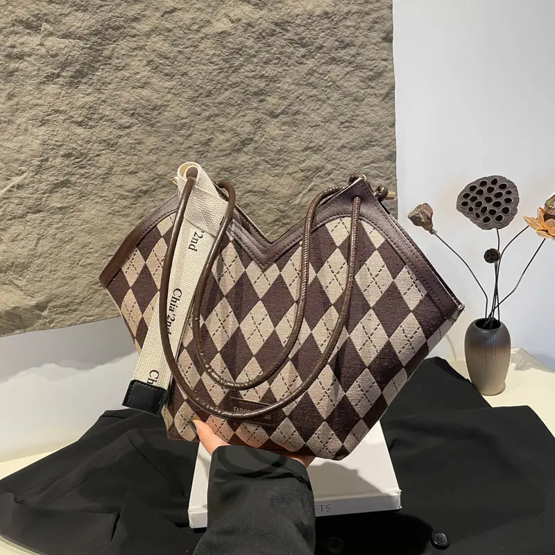 Women Plaid Shoulder Bag Winter Commuter Large Capacity - Image 5