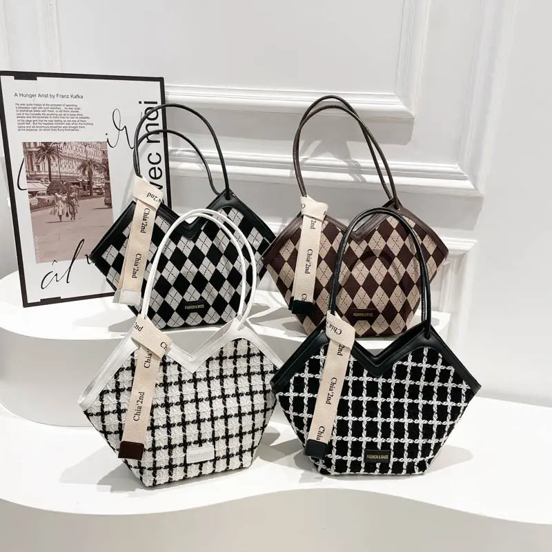 Women Plaid Shoulder Bag Winter Commuter Large Capacity - Image 8