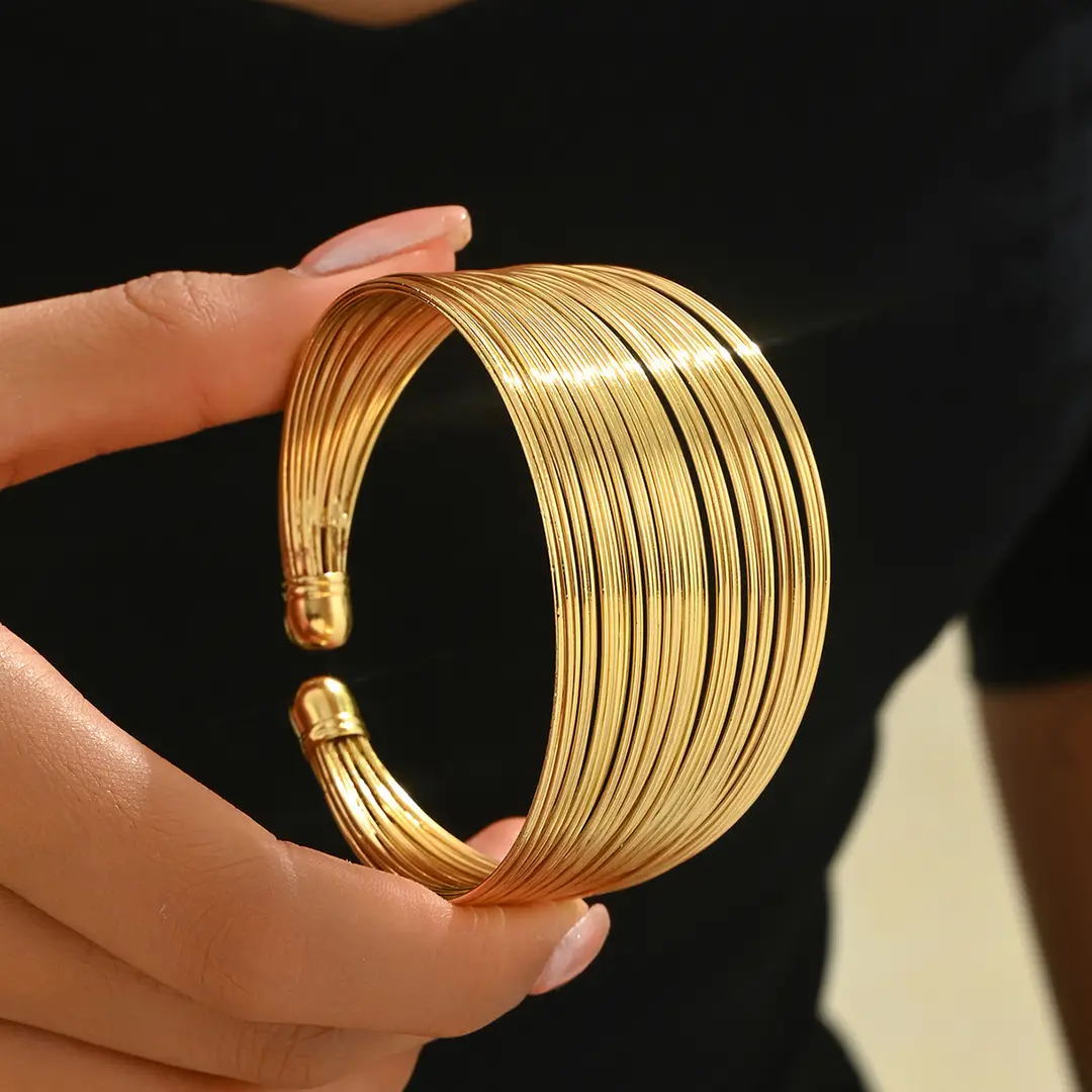 European and American New Cross-border Gold Bracelet Multi-layer Decorative Open Wide Bracelet Accessories Jewelry Ladies Personalized Jewelry